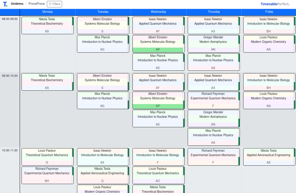 TimetablePerfect — a fully scheduled university week, generated in minutes