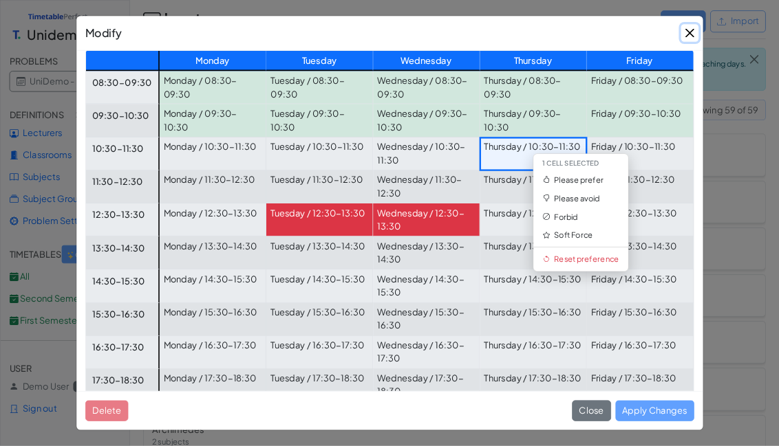 TimetablePerfect — set per-slot time preferences for staff, subjects and classrooms
